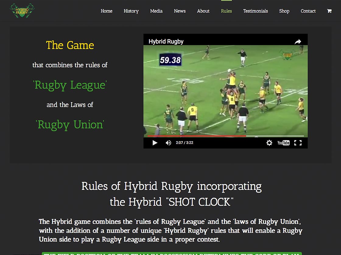 sydney website design for Hybrid Rugby