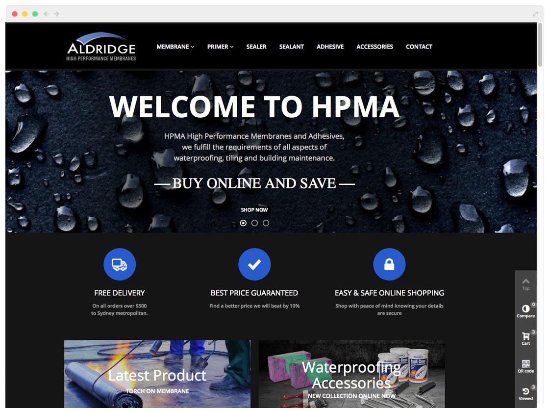 sydney website design for HPMA waterproofing materials